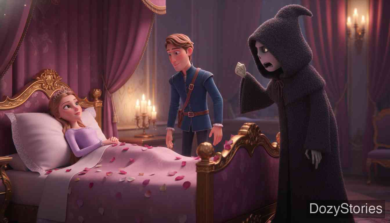 Godfather Death - The princess falls ill, and tempted by beauty and the crown, the physician defies the warning and cheats Death again. - Scene Illustration 4