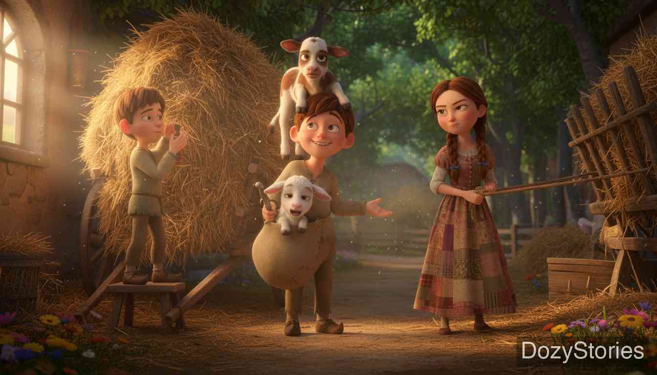 傻汉斯 - 汉斯把格蕾特尔送的小刀别在袖子里，结果又被妈妈批评了。 - 场景插画 2