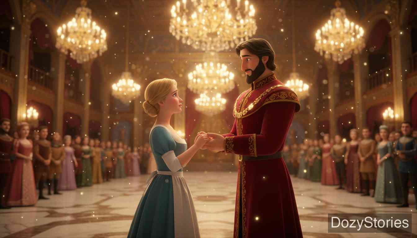 画眉嘴国王 - 她在宫中做帮厨时遭遇尴尬，画眉嘴国王现身揭露真相，原来一切都是为了教她谦卑，最终两人幸福完婚。 - 场景插画 5