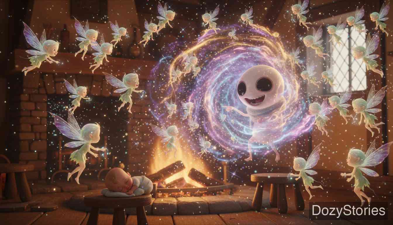 换生灵 - 精灵们带回了原本的孩子并接走了换生灵。 - 场景插画 5