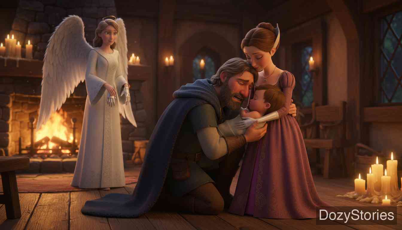 The Girl Without Hands - The King searches for seven years and finally reunites with his wife and son in the forest house; they return home to live happily ever after. - Scene Illustration 5