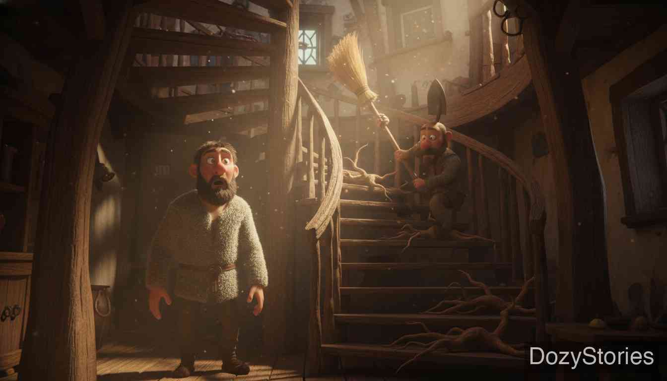 The Godfather - He visits the godfather's strange house, encountering fighting tools and dead fingers on the stairs. - Scene Illustration 3