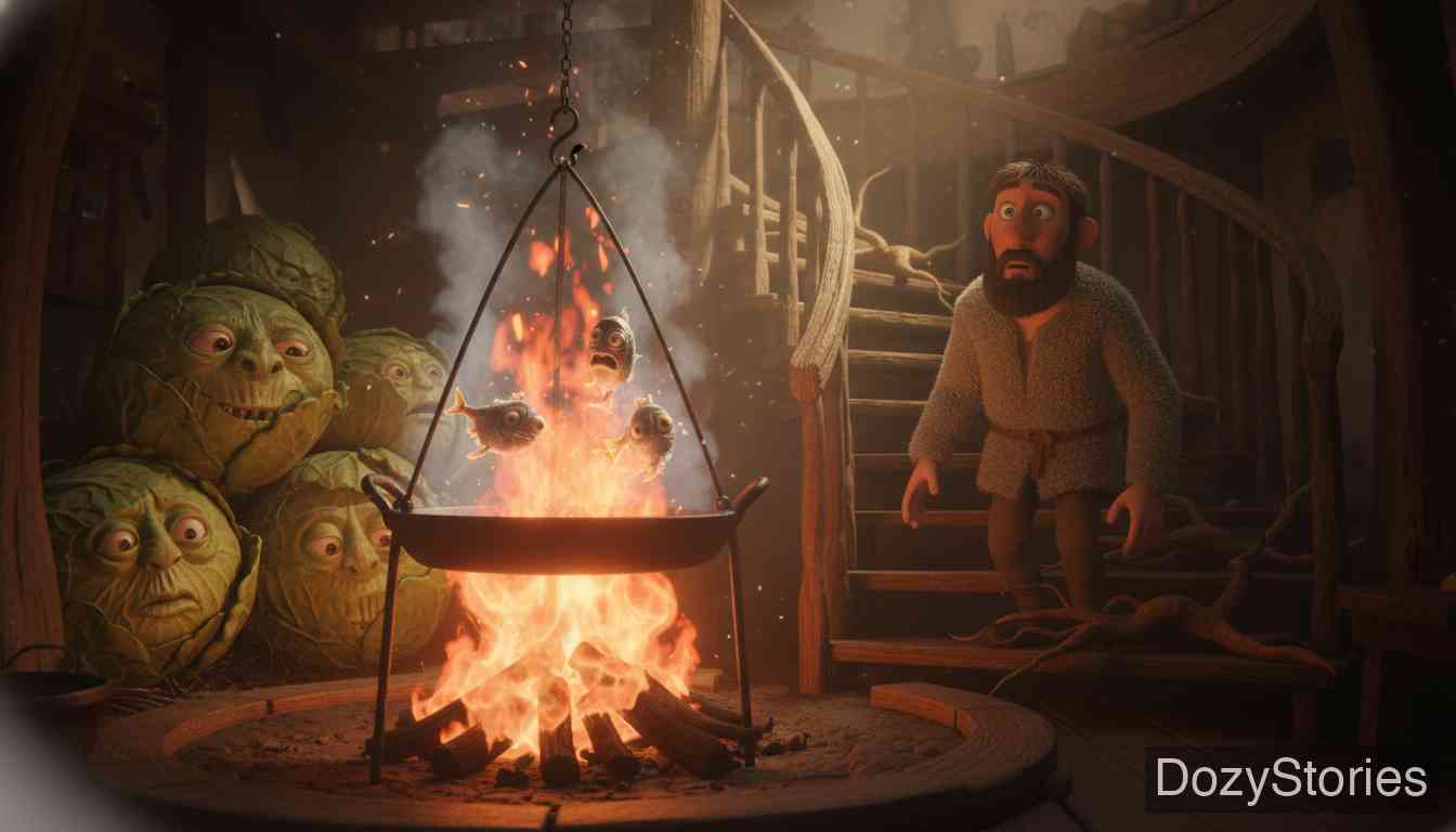 The Godfather - Ascending further, he sees dead heads and fishes cooking themselves in a pan. - Scene Illustration 4