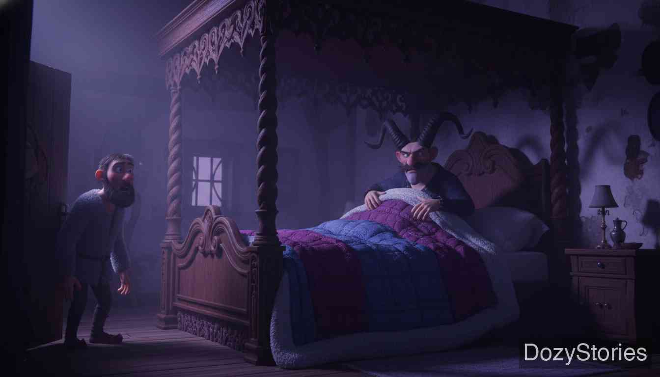 The Godfather - He discovers the horned godfather who tries to explain away the horrors, causing the man to flee in terror. - Scene Illustration 5