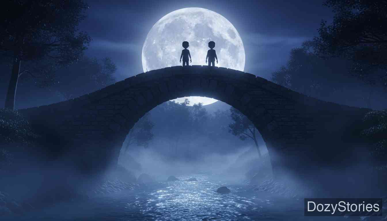 唱歌的白骨 - 哥哥由于嫉妒，在过桥时残忍杀害了弟弟，并窃取了杀猪的功劳。 - 场景插画 3