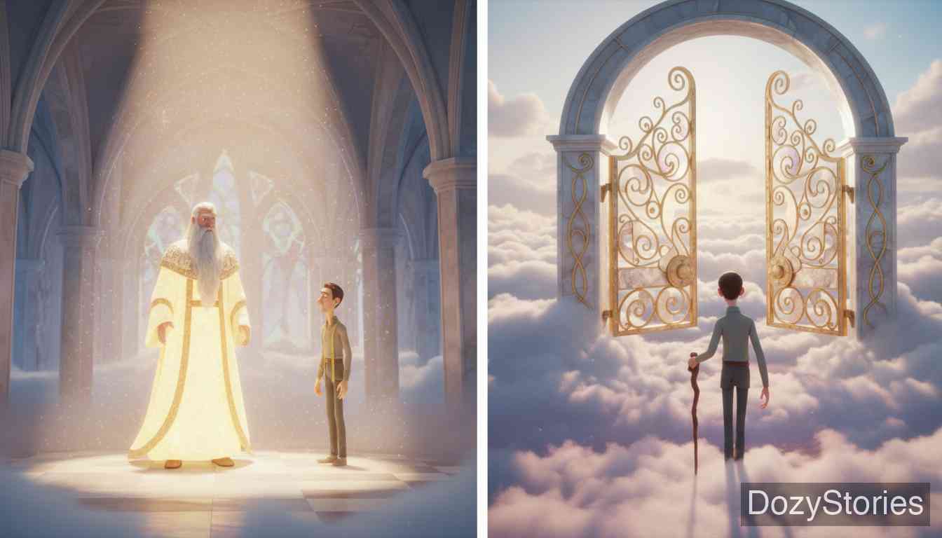 The Tailor in Heaven - The Lord discovers the tailor's act and banishes him from heaven. - Scene Illustration 5