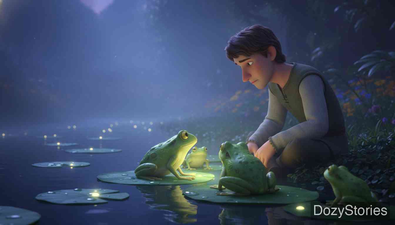 The Three Languages - On his way to Rome, the youth understands the language of frogs, which leaves him thoughtful and sad. - Scene Illustration 4