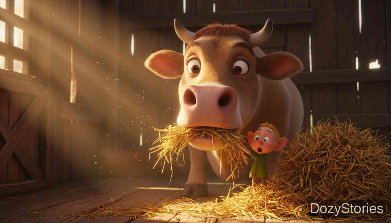 大拇指儿 - 大拇指儿不幸被牛吞下，接着又被狼吃掉，他在狼腹中寻找逃脱的机会。 - 场景插画 4