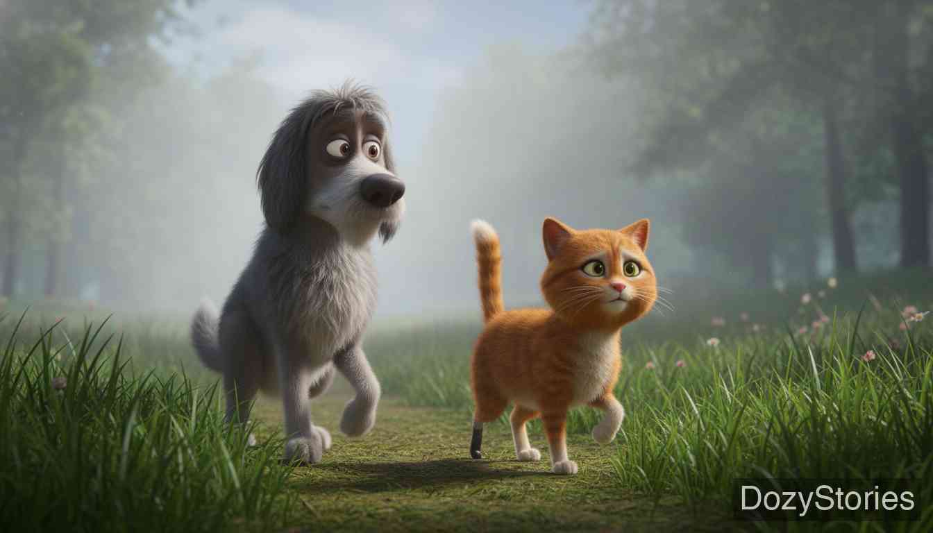 老苏丹 - 狼向苏丹下战书,苏丹只能找到一只三条腿的猫做帮手。狼和野猪误把猫翘起的尾巴当成了武器。 - 场景插画 4