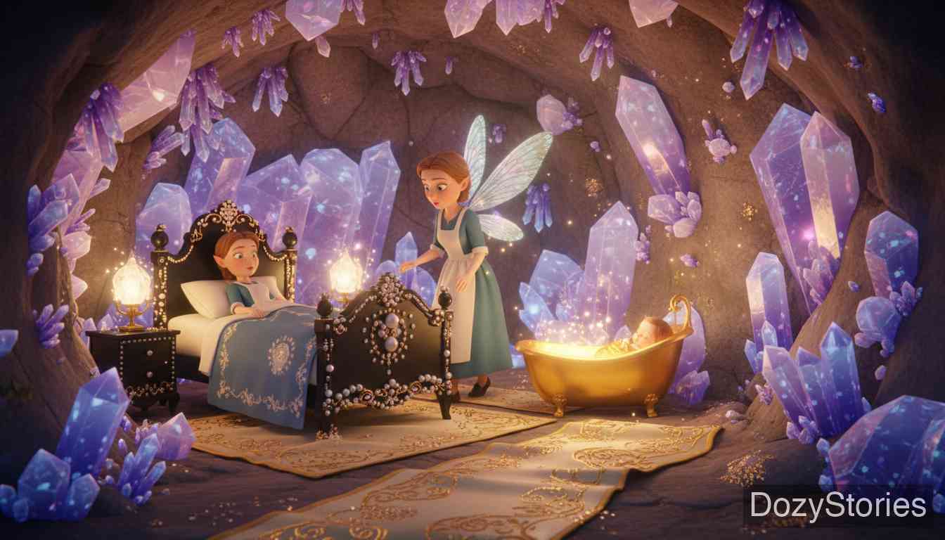 小精灵与女佣 - 在精美绝伦的居室里,女孩参加了洗礼并被恳求留下。 - 场景插画 3