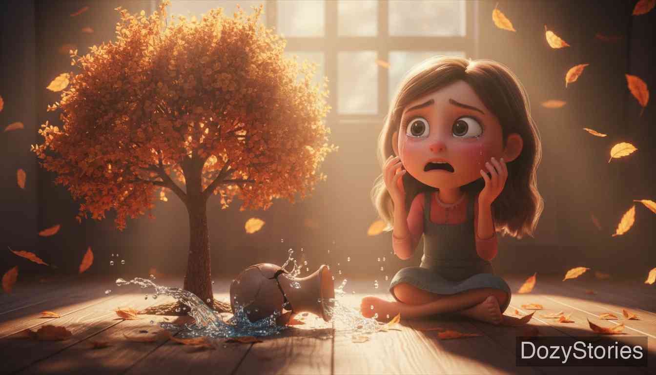 虱子和跳蚤 - 小树摇落了所有的叶子,提水的女孩摔碎了水罐。 - 场景插画 4